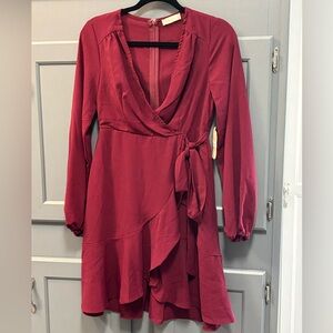 Altar'd State Deep Red Long Sleeve Dress